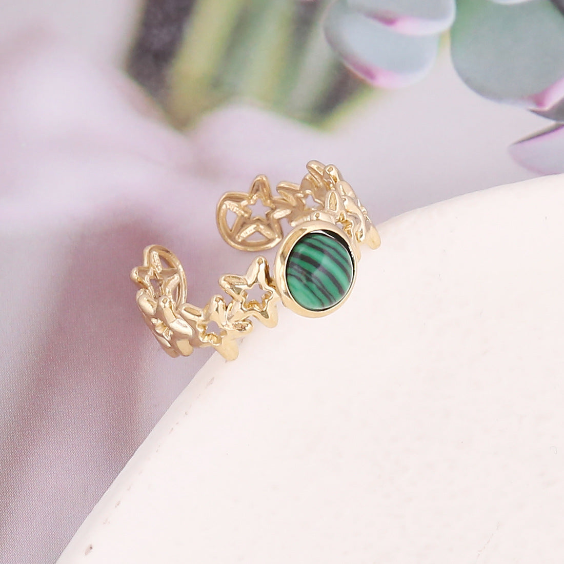 Wholesale Natural Stone Stainless Steel Rings